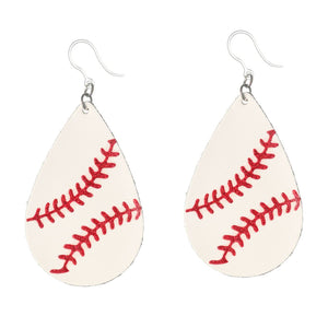 Baseball Stitch Earrings (Teardrop Dangles)