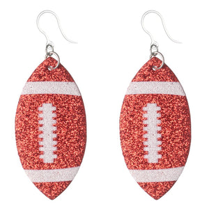Glitter Football Dangles Hypoallergenic Earrings for Sensitive Ears Made with Plastic Posts