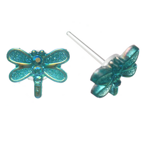 Shimmery Dragonfly Studs Hypoallergenic Earrings for Sensitive Ears Made with Plastic Posts