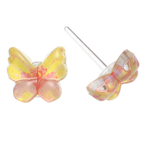 Glassy Butterfly Studs Hypoallergenic Earrings for Sensitive Ears Made with Plastic Posts