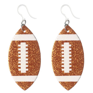 Glitter Football Dangles Hypoallergenic Earrings for Sensitive Ears Made with Plastic Posts