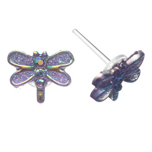 Shimmery Dragonfly Studs Hypoallergenic Earrings for Sensitive Ears Made with Plastic Posts