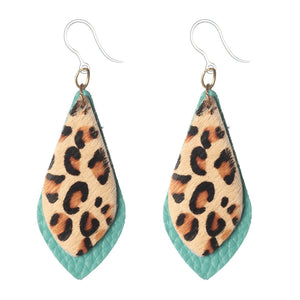 Mini Double Layer Leopard Earrings (Teardrop Dangles)