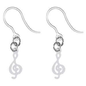 Tiny Treble Clef Drop Dangles Hypoallergenic Earrings for Sensitive Ears Made with Plastic Posts