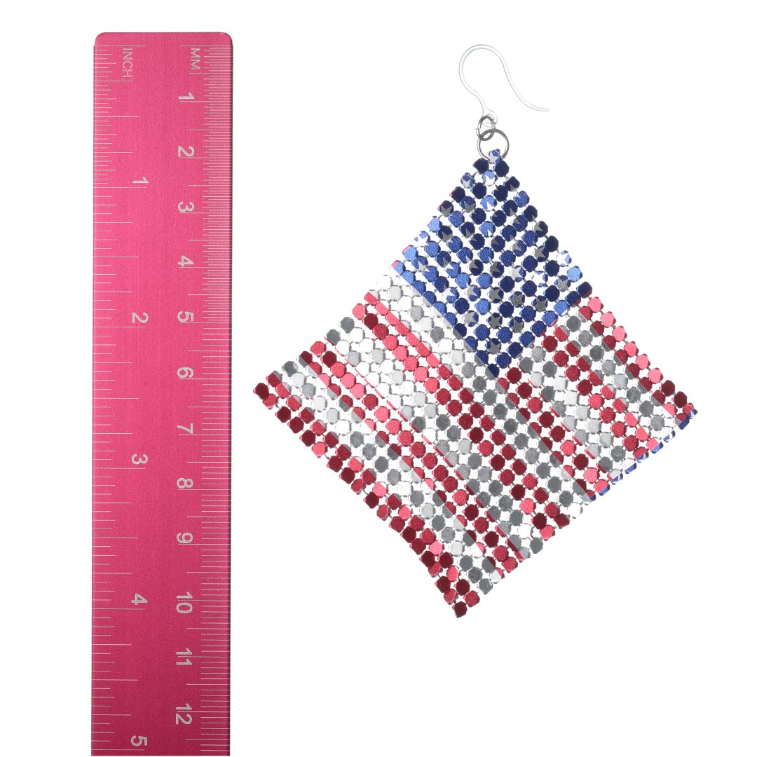 Exaggerated American Flag Earrings (Dangles) - size