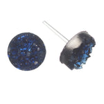 Faux Crystal Druzy Earrings (Studs) - dark blue