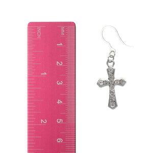Faux Diamond Cross Dangles Hypoallergenic Earrings for Sensitive Ears Made with Plastic Posts