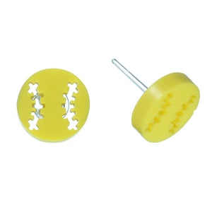 Glossy Softball Studs Hypoallergenic Earrings for Sensitive Ears Made with Plastic Posts