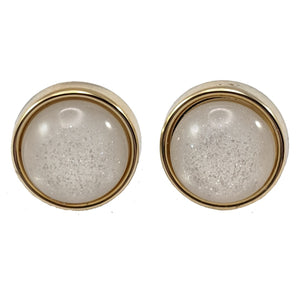 Gold Rimmed Glittery Pearl Studs Hypoallergenic Earrings for Sensitive Ears Made with Plastic Posts