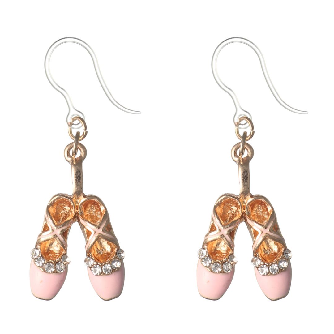 Ballet Shoes Dangles Hypoallergenic Earrings for Sensitive Ears Made with Plastic Posts