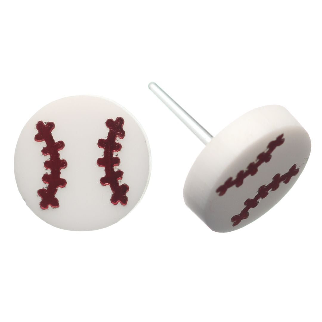 Baseball Studs Hypoallergenic Earrings for Sensitive Ears Made with Plastic Posts