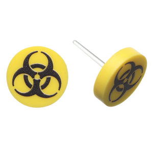 Biohazard Studs Hypoallergenic Earrings for Sensitive Ears Made with Plastic Posts