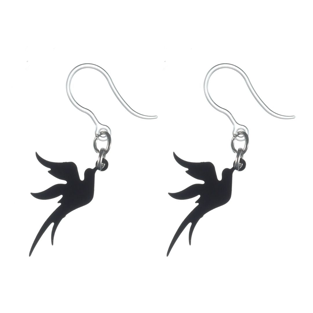 Flying Bird Dangles Hypoallergenic Earrings for Sensitive Ears Made with Plastic Posts