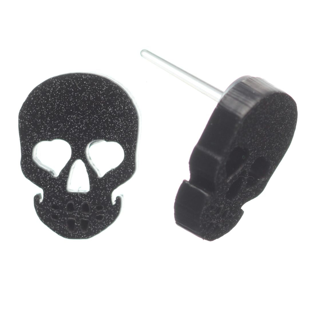 Skull Studs Hypoallergenic Earrings for Sensitive Ears Made with Plastic Posts