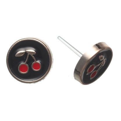 Gold Rimmed Cherry Studs
