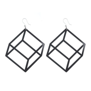 Exaggerated 3D Cube Dangles Hypoallergenic Earrings for Sensitive Ears Made with Plastic Posts