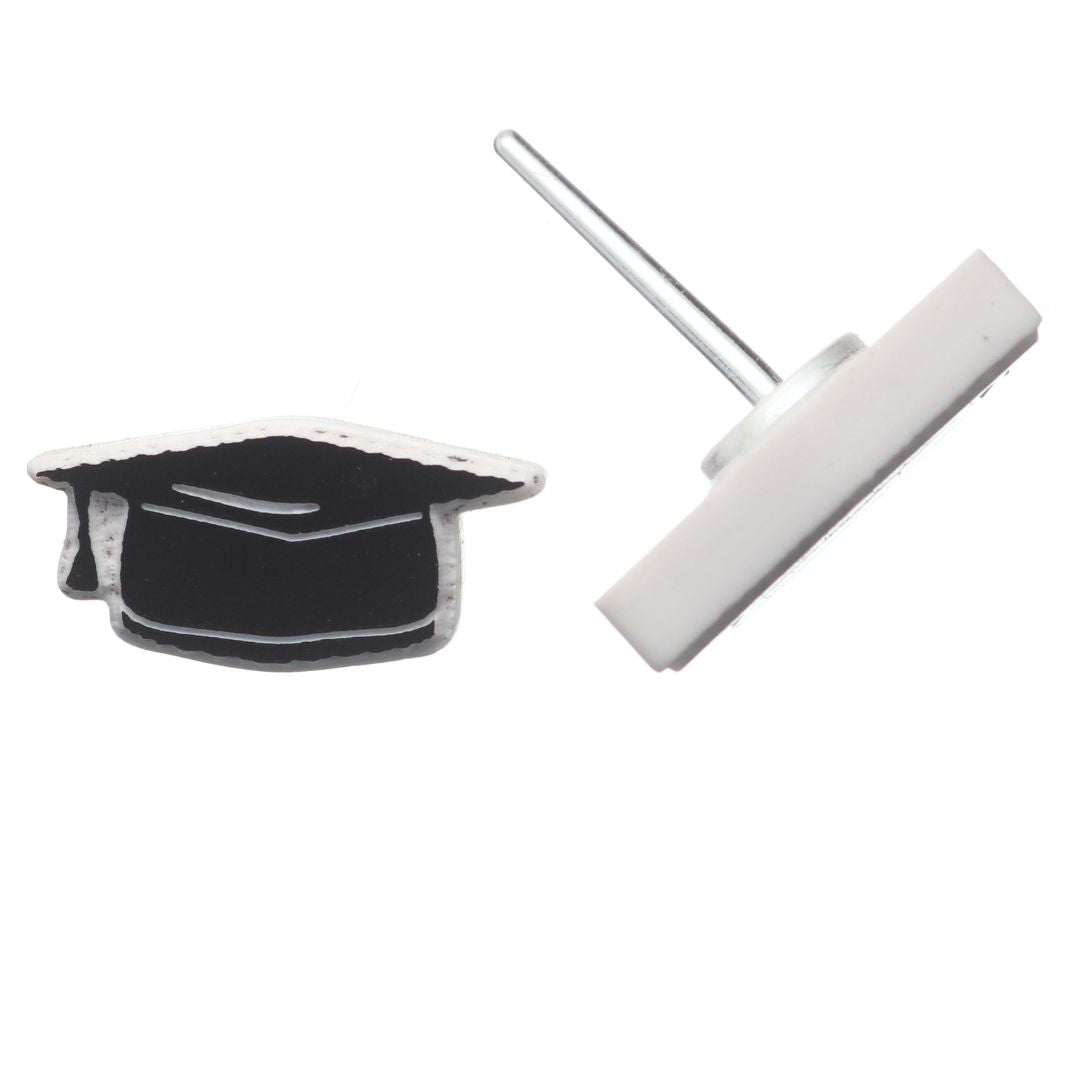 Graduation Cap Studs Hypoallergenic Earrings for Sensitive Ears Made with Plastic Posts