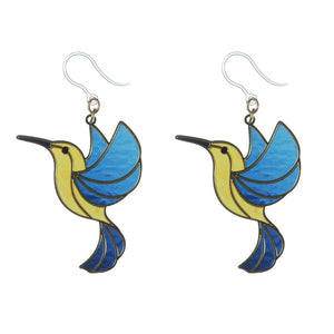 Colorful Hummingbird Dangles Hypoallergenic Earrings for Sensitive Ears Made with Plastic Posts