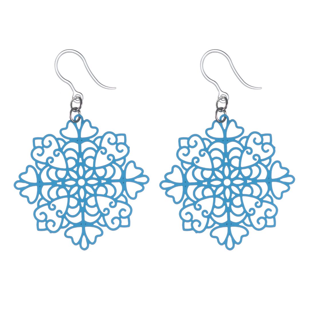 Snowflake Dangles Hypoallergenic Earrings for Sensitive Ears Made with Plastic Posts