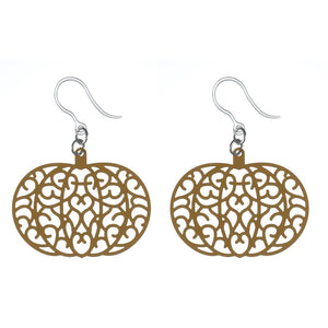 Veiny Pumpkin Dangles Hypoallergenic Earrings for Sensitive Ears Made with Plastic Posts