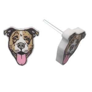 Pitbull Dog Studs Hypoallergenic Earrings for Sensitive Ears Made with Plastic Posts