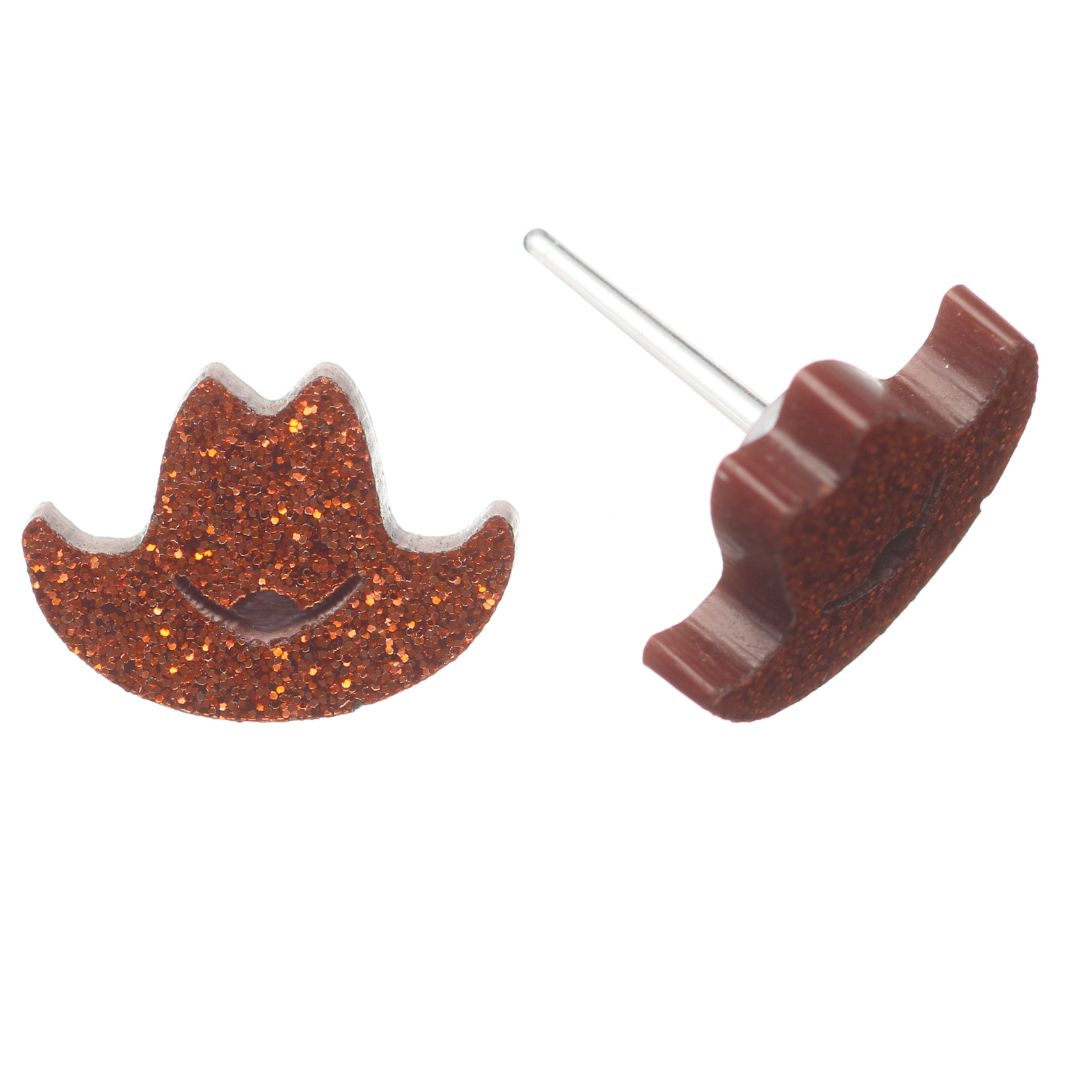 Cowboy Hat Studs Hypoallergenic Earrings for Sensitive Ears Made with Plastic Posts