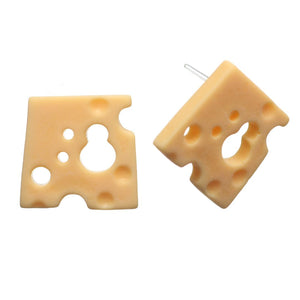 Exaggerated Sliced Cheese Studs Hypoallergenic Earrings for Sensitive Ears Made with Plastic Posts