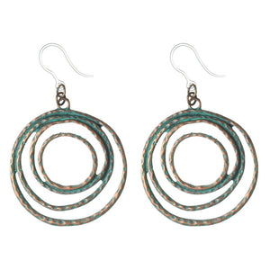 Copper Stacked Hoop Dangles Hypoallergenic Earrings for Sensitive Ears Made with Plastic Posts