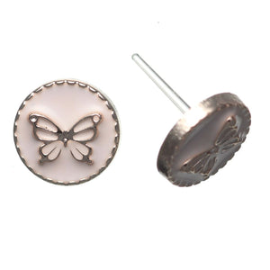 Gold Rimmed Butterfly Studs Hypoallergenic Earrings for Sensitive Ears Made with Plastic Posts