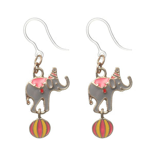 Circus Elephant Dangles Hypoallergenic Earrings for Sensitive Ears Made with Plastic Posts