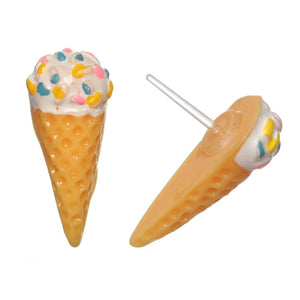 Exaggerated Ice Cream Cone Studs Hypoallergenic Earrings for Sensitive Ears Made with Plastic Posts