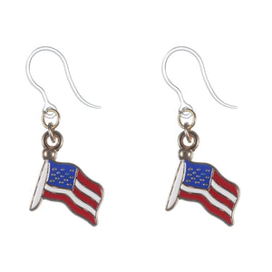 American Flag Drop Dangles Hypoallergenic Earrings for Sensitive Ears Made with Plastic Posts