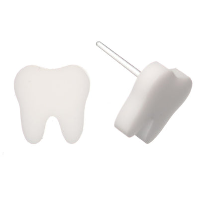 Tooth Studs Hypoallergenic Earrings for Sensitive Ears Made with Plastic Posts