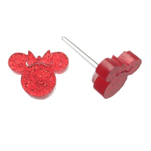 Glitter Mouse Girl Studs Hypoallergenic Earrings for Sensitive Ears Made with Plastic Posts