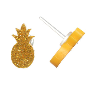 Glitter Pineapple Studs Hypoallergenic Earrings for Sensitive Ears Made with Plastic Posts