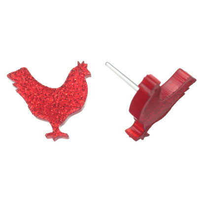 Chicken Studs Hypoallergenic Earrings for Sensitive Ears Made with Plastic Posts