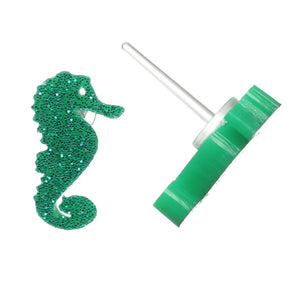 Glitter Seahorse Studs Hypoallergenic Earrings for Sensitive Ears Made with Plastic Posts