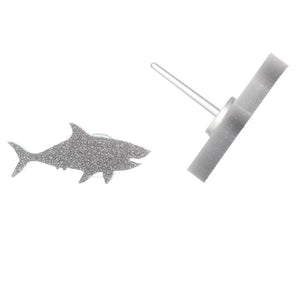 Glitter Shark Studs Hypoallergenic Earrings for Sensitive Ears Made with Plastic Posts