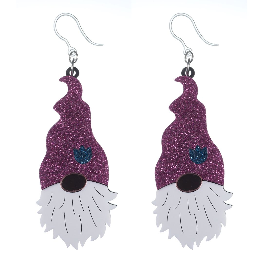 Exaggerated Gnome Head Dangles Hypoallergenic Earrings for Sensitive Ears Made with Plastic Posts