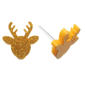 Glitter Reindeer Studs Hypoallergenic Earrings for Sensitive Ears Made with Plastic Posts