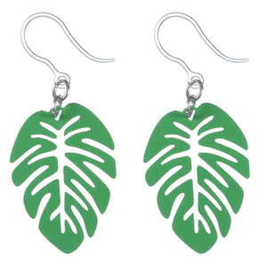 Dainty Monstera Leaf Dangles Hypoallergenic Earrings for Sensitive Ears Made with Plastic Posts