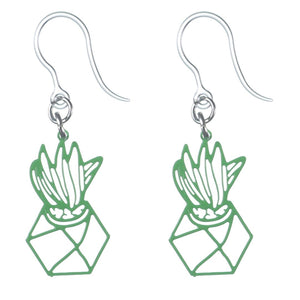 Chic Potted Aloe Dangles Hypoallergenic Earrings for Sensitive Ears Made with Plastic Posts
