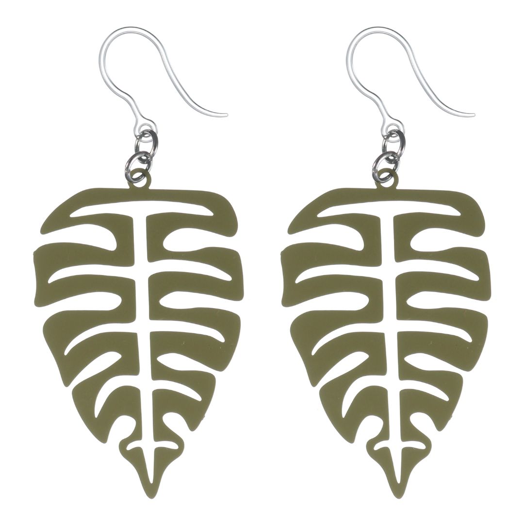 Palm Leaf Dangles Hypoallergenic Earrings for Sensitive Ears Made with Plastic Posts