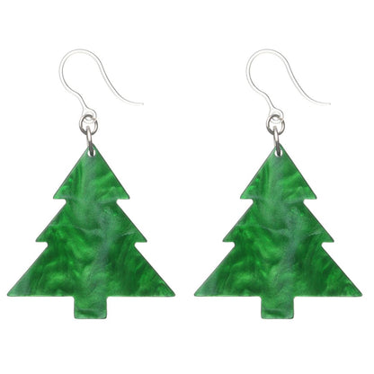 Green Christmas Tree Dangles Hypoallergenic Earrings for Sensitive Ears Made with Plastic Posts