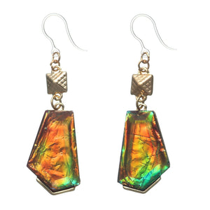 Gold Foil Stone Dangles Hypoallergenic Earrings for Sensitive Ears Made with Plastic Posts