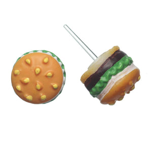 Hamburger Studs Hypoallergenic Earrings for Sensitive Ears Made with Plastic Posts