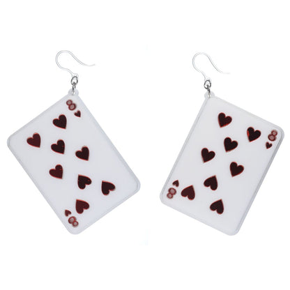 Exaggerated Playing Card Dangles Hypoallergenic Earrings for Sensitive Ears Made with Plastic Posts