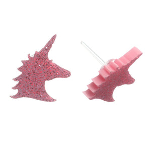 Glitter Unicorn Studs Hypoallergenic Earrings for Sensitive Ears Made with Plastic Posts