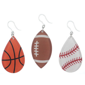 Glassy Sports Drop Dangles Hypoallergenic Earrings for Sensitive Ears Made with Plastic Posts
