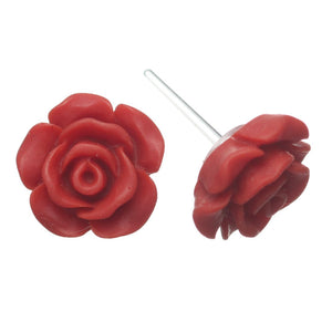 Matte Rose Studs Hypoallergenic Earrings for Sensitive Ears Made with Plastic Posts